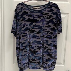 Free People We the Free Blue Camo Burnout Tee
